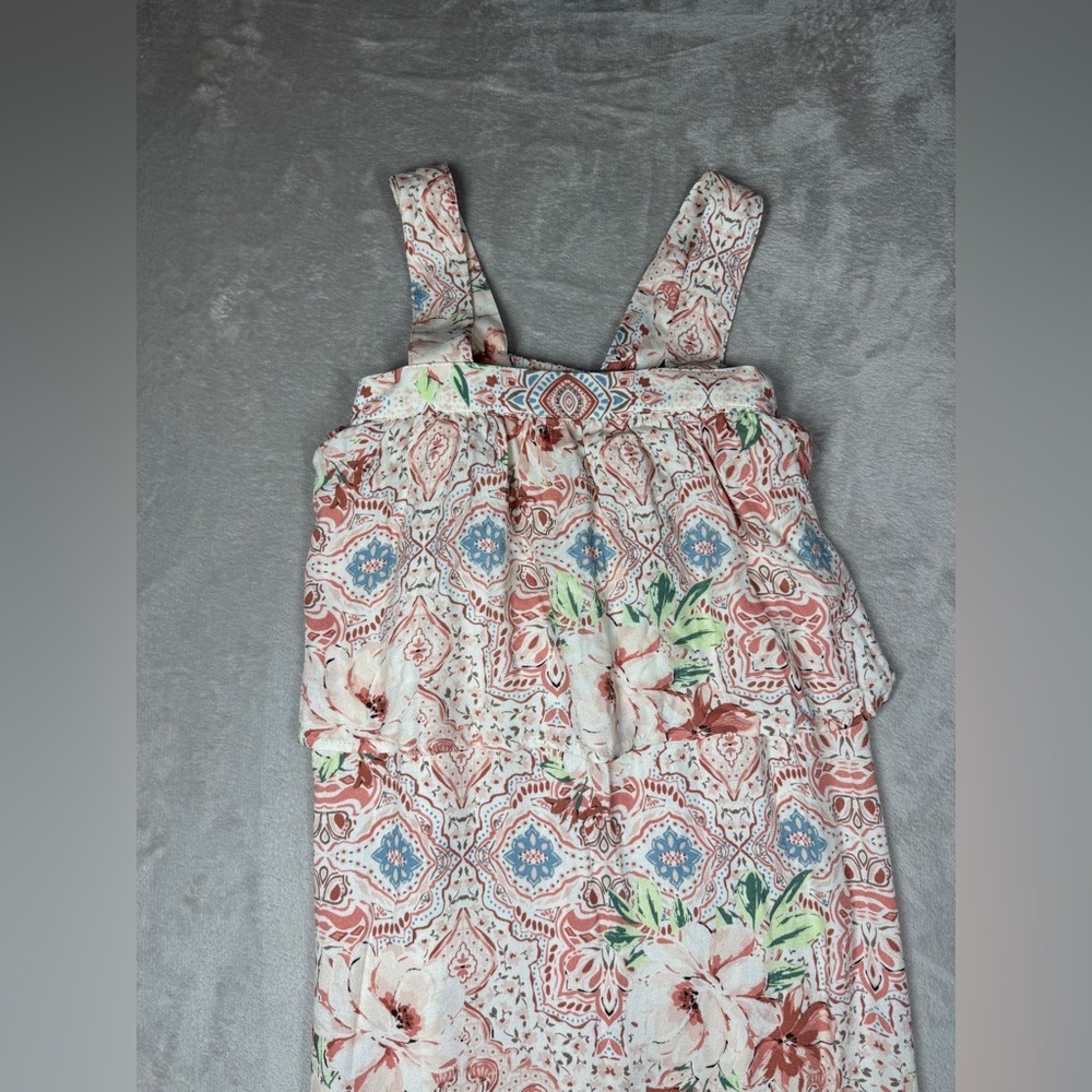 NWT O’Neill Girls Flounce Ruffle Jordan Tank Pink Cream Floral Midi Dress Large - Picture 3 of 16